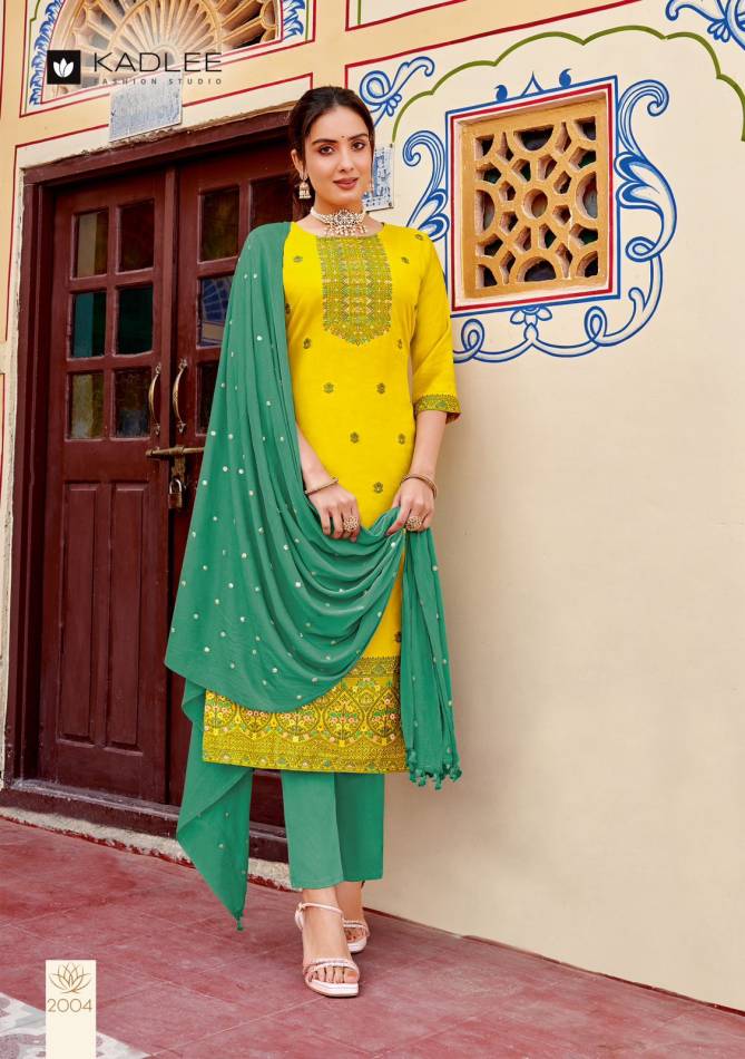 Virasat By Kadlee Muslin Embroidery Kurti With Bottom Dupatta Wholesale Clothing Suppliers In India
